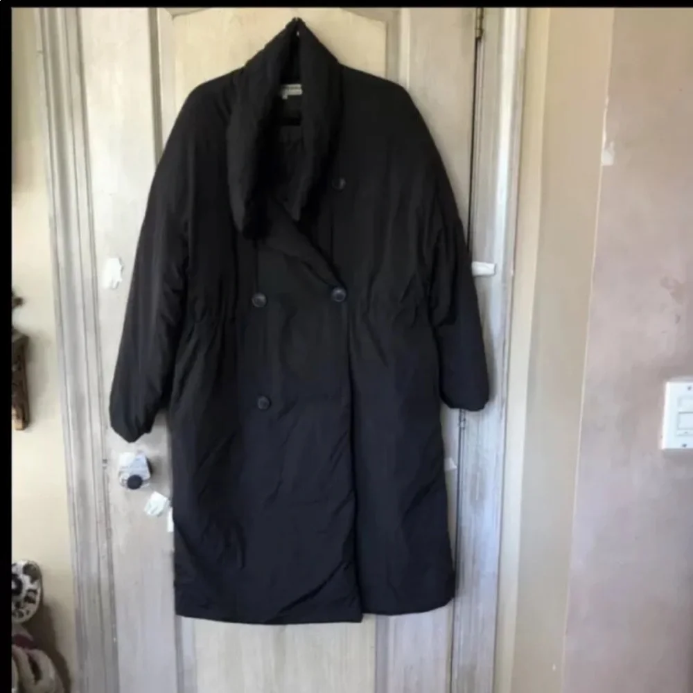 Free People Coat Maxi Downtown Duvet Puffer Adjustable Waist Black - Picture 5 of 7